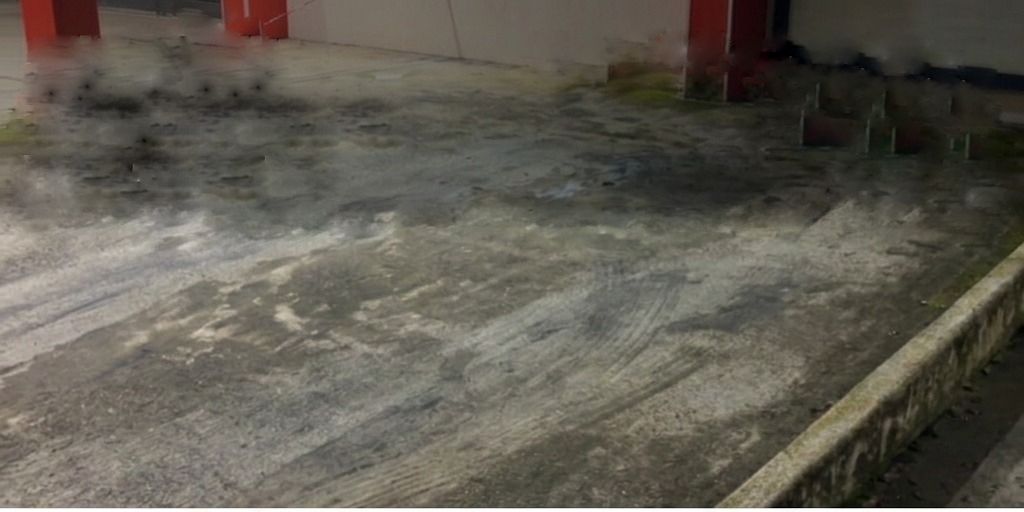 Before – car park concrete heavily soiled